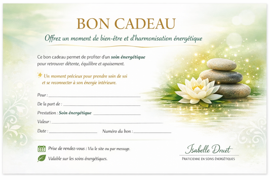 Bon cadeau pour un soin énergétique